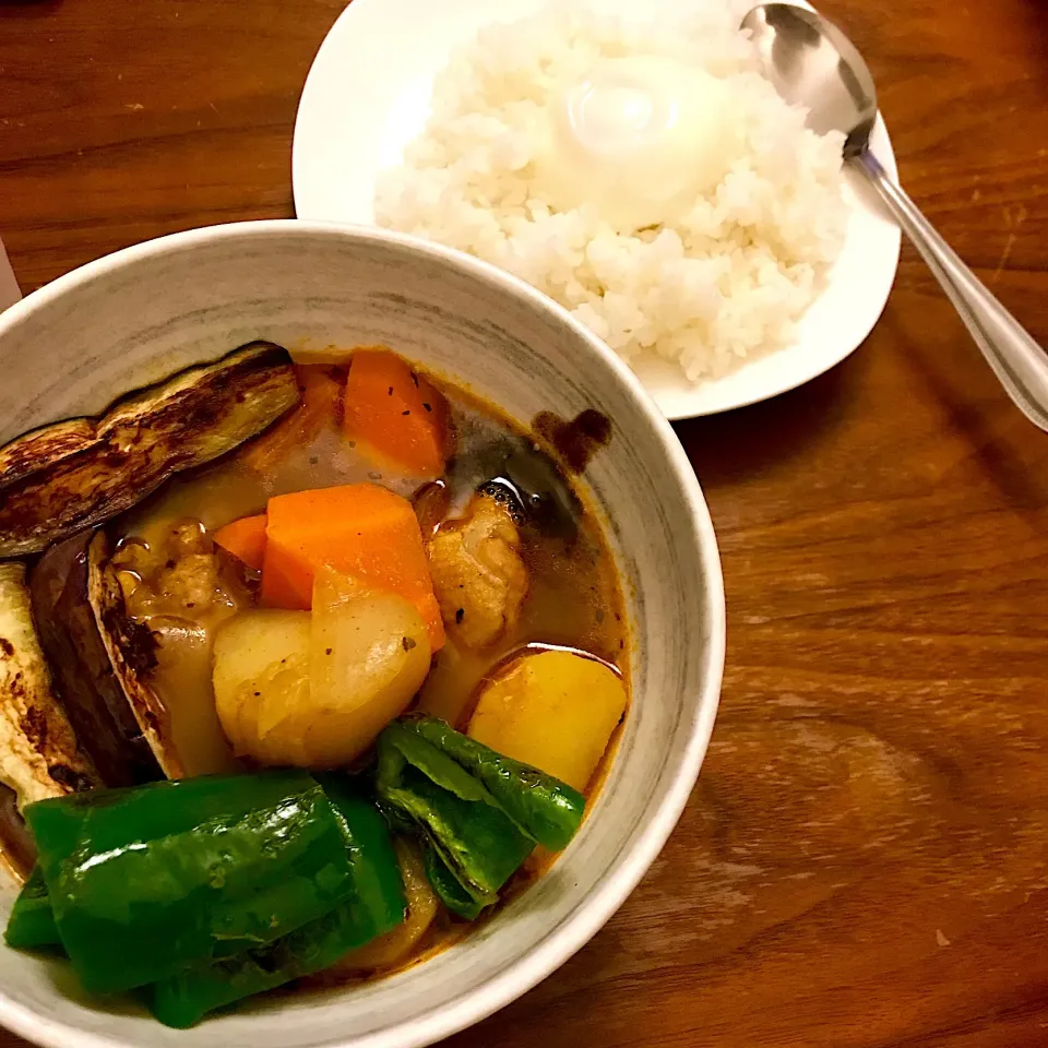 ゴロゴロ夏野菜のスープカレー|しらすさん