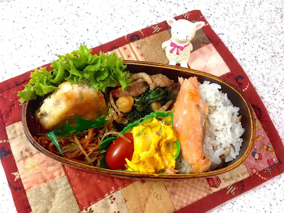 Snapdishの料理写真:今日のお弁当😊 #夫弁当  #わっぱ弁当  #地味弁|naonaomimichanさん