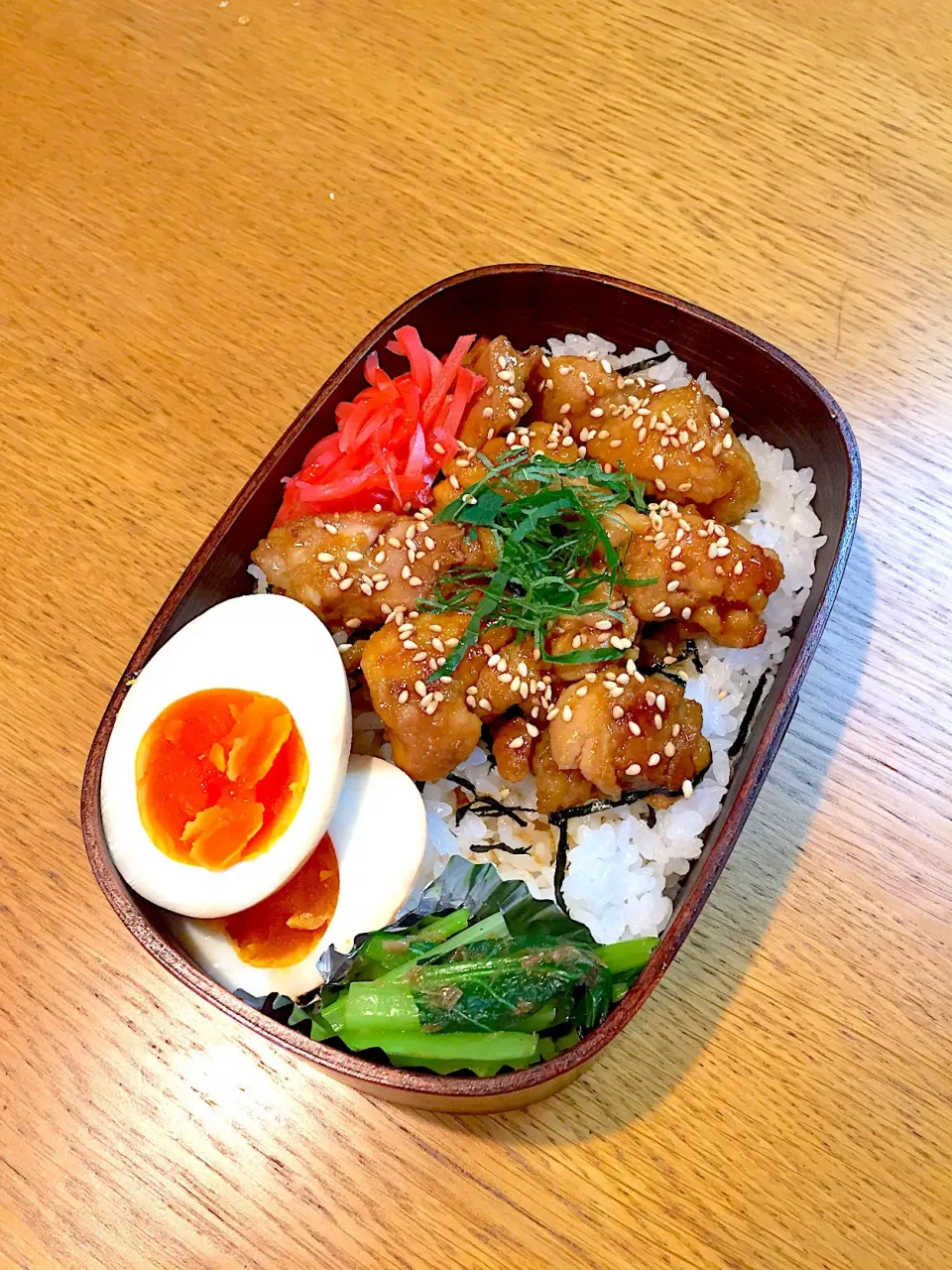 Snapdishの料理写真:高校生息子のお弁当  焼き鳥丼 #わっぱ弁当|まつださんさん