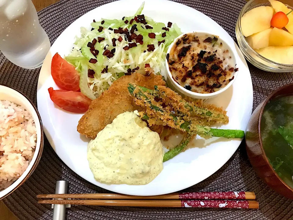 Snapdishの料理写真:アジフライ定食|ゆうかさんさん