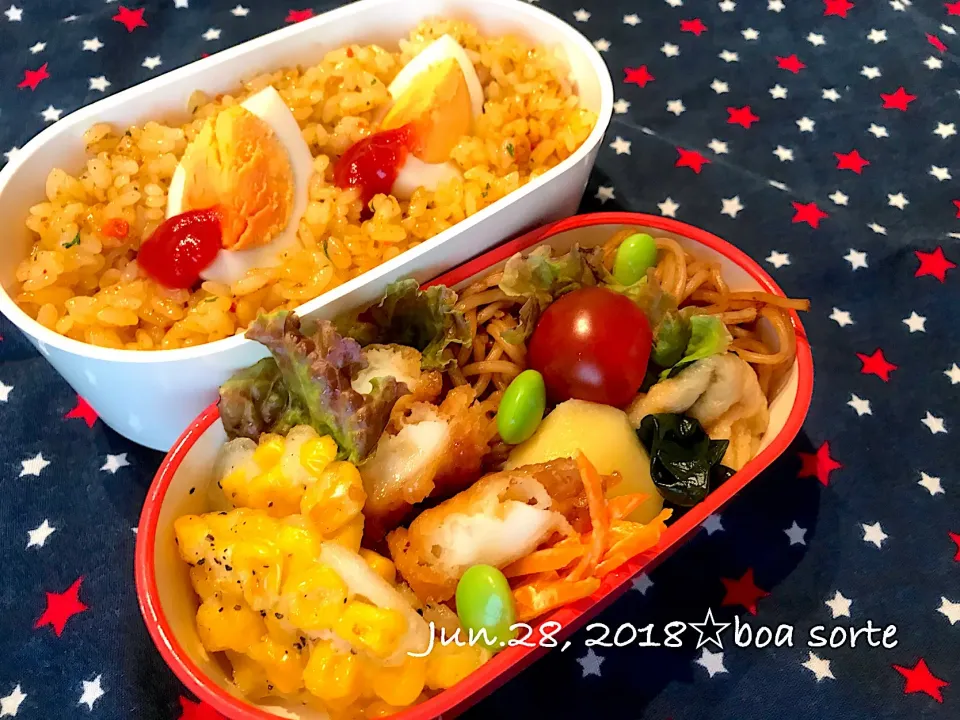 夫弁当☆ドライカレー🏝ゆで卵|kaoriさん