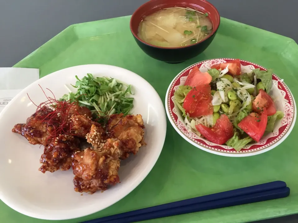 テリヤキ風から揚げ、トマトと枝豆のサラダ|Tadahiko Watanabeさん