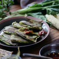 Snapdishの料理写真:パンキ  Corn and spinach Panki (Gujarati cuisine)