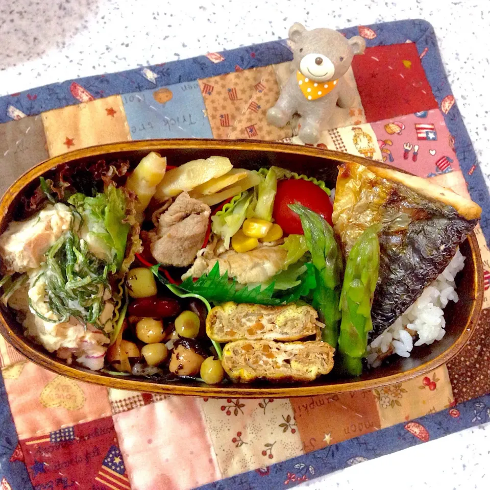 今日のお弁当😊 #夫弁当  #わっぱ弁当  #地味弁|naonaomimichanさん