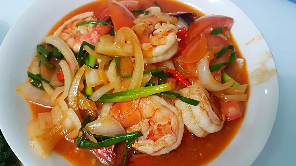 Tomatoes Spicy King Prawns 😋😍|🌷lynnlicious🌷さん