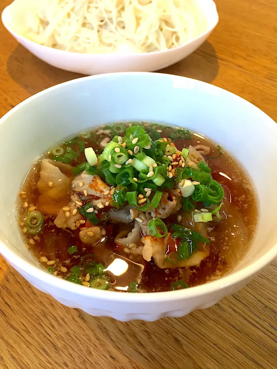 ピリ辛肉つけ素麺|まつださんさん