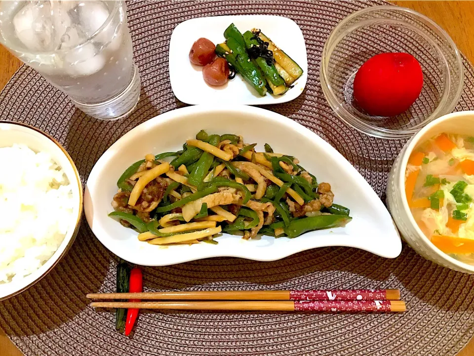 青椒肉絲定食|ゆうかさんさん