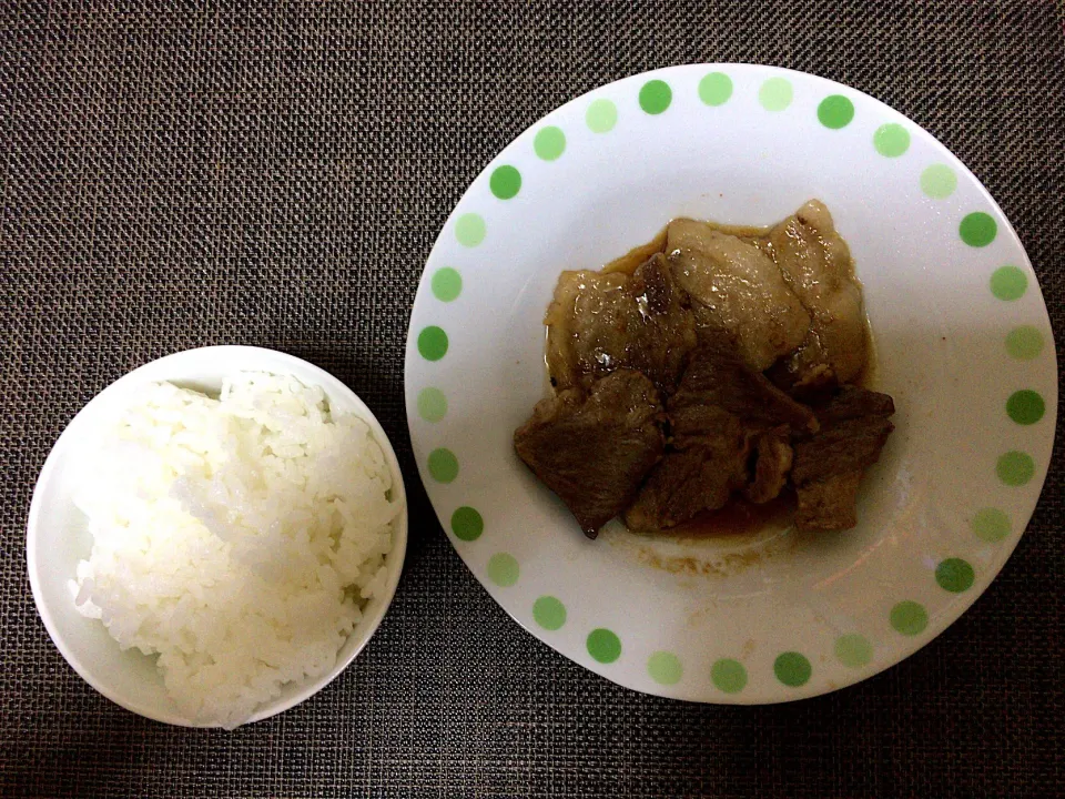 豚バラ焼肉ご飯|ばーさんさん