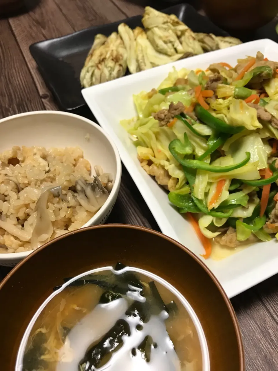 野菜のカレー炒め☆まいたけご飯☆焼きなす|MEGUMIさん