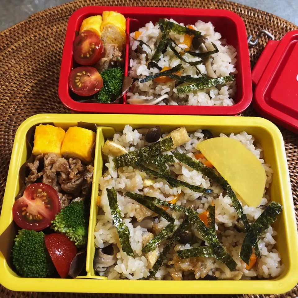 4種のキノコ炊き込みご飯でお弁(ﾟ∀ﾟ)#お弁当 #キノコご飯|nao子さん