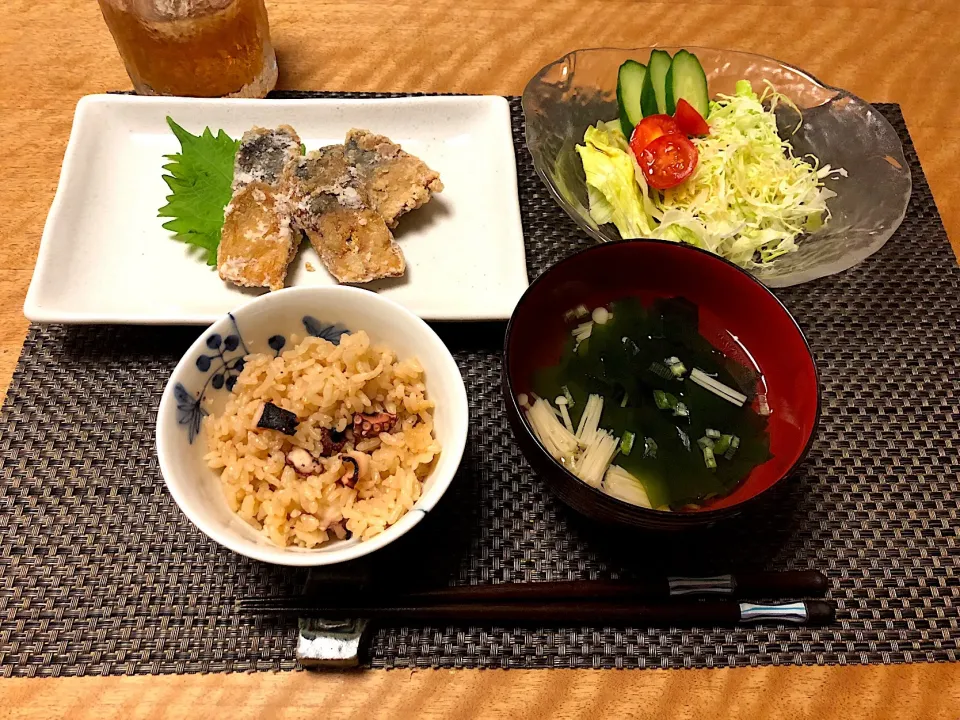 たこ飯とサバの竜田揚げの夕飯|Sakikoさん