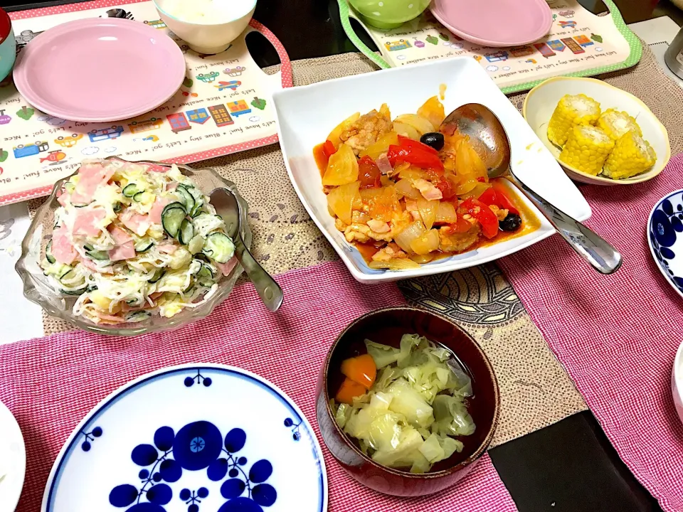 鶏肉とオリーブのトマト煮のご飯|みよさん