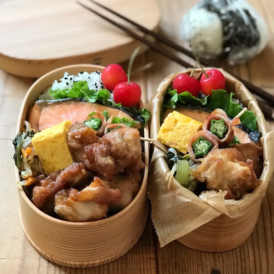 唐揚げ、しゃけ弁|sroknnaokoさん