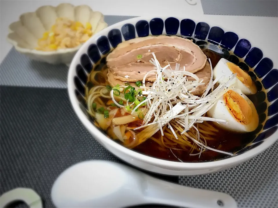 冷やしラーメンととうもろこしご飯。|yukiさん