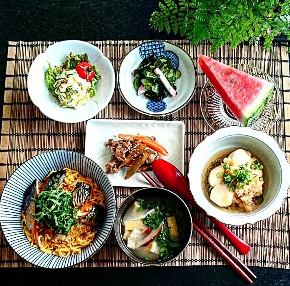 ふわとろサヴァ丼と里芋のみぞれ和えにカンタン酢で胡瓜の酢物🎶|瑞さん