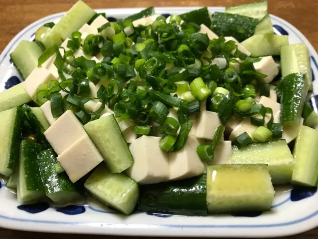 ネギダク塩もみキュウリ🥒の胡麻油和え奴❗️ ɛ(⸅᷇᷅̑˾ͨ⸅᷆᷄̑ ⸌᷄̑˒ ेɜ✨|サソリさん