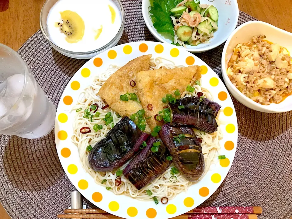 SNSで見かけたお揚げと茄子のそうめん|ゆうかさんさん