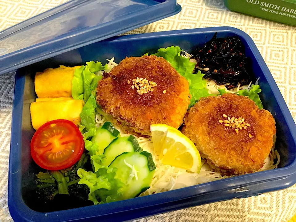 高1息子お弁当 #メンチカツ弁当  #たまごやき|mkさん