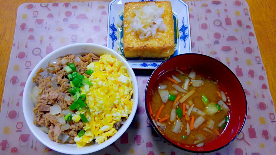 ６月３日　ツナそぼろ　厚揚げ大根おろし　お味噌汁|いもこ。さん