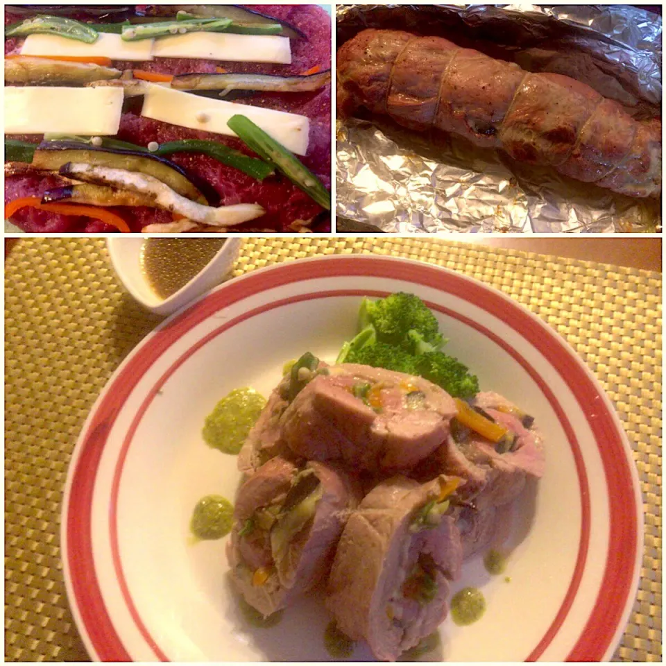 Snapdishの料理写真:Rouleau de filet de porc🌀豚ﾌｨﾚ肉の野菜ﾁｰｽﾞﾛｰﾙ|🌈Ami🍻さん