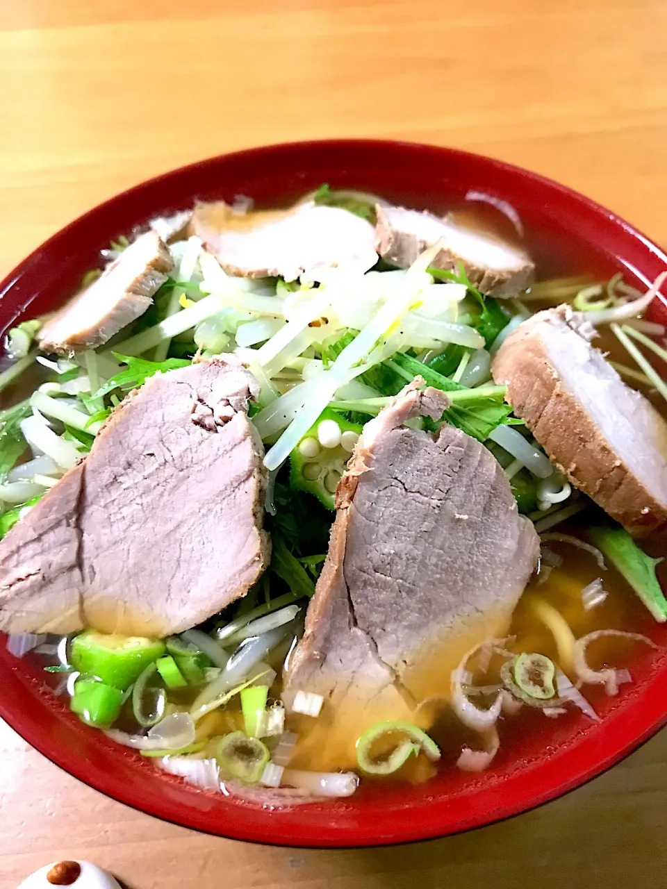 Snapdishの料理写真:オクラもやしの醤油チャーシュー麺|Fukuiさん