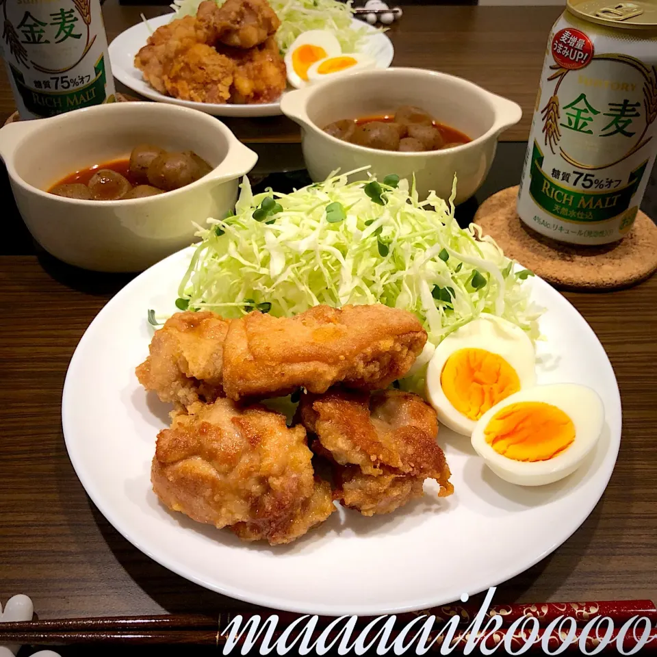 鳥の唐揚げ✴︎玉こんにゃくの旨辛煮|マイコさん