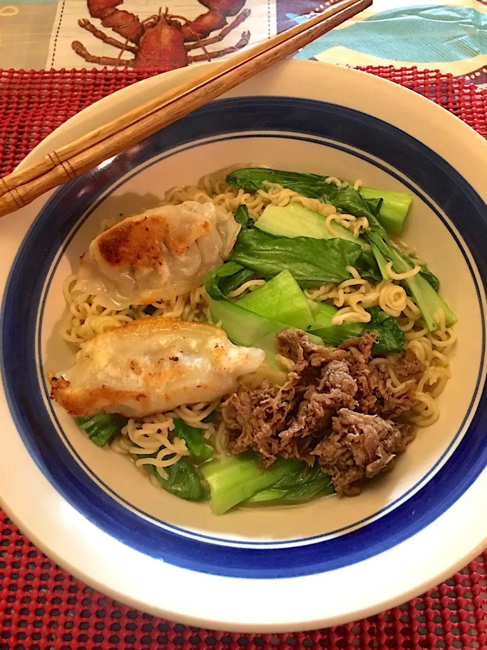 Quick homemade Ichiban Tonkotsu Ramen with beef gyoza dumpling & Korean Bbq beef #ichibanramen #tonkotsuramen #ramen  #koreanbbq|🌺IAnneさん