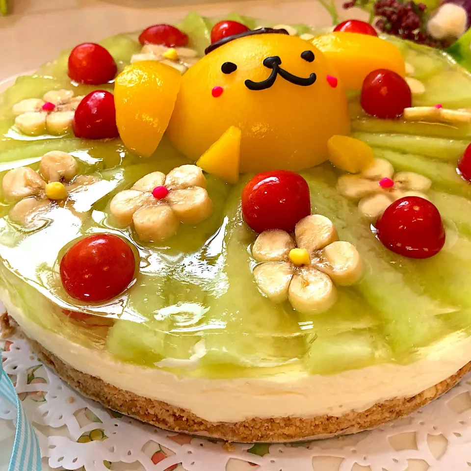 黄桃プリンちゃんのメロンレアチーズケーキ|せいこさん