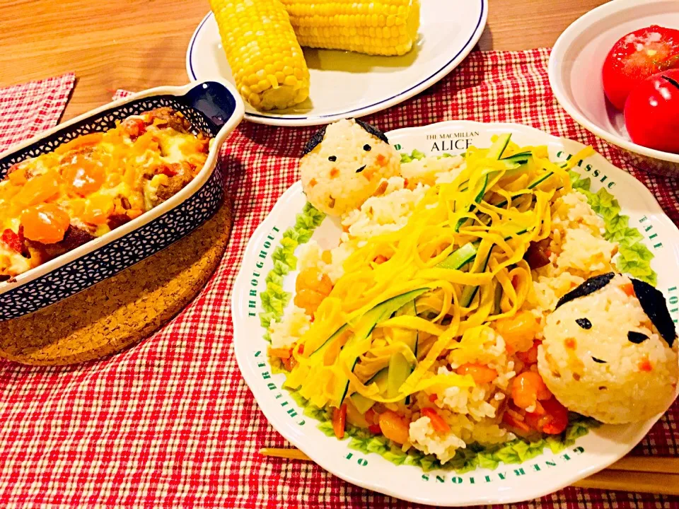 七夕ごはん🎋トマト煮込みハンバーグ|ありかさん