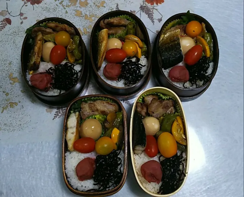 今日のお弁当

ししとう なす ｽﾞｯｷｰﾆのｵｲｽﾀｰｿｰｽ炒め
文化干し鯖焼き
四元豚塩麹漬け焼き
煮玉子

ゴマ昆布 梅ぼし

#曲げわっぱ弁当
#今日のお弁当
#お弁当の記録
#スタッフ弁当
#自分弁当|ボスママさん