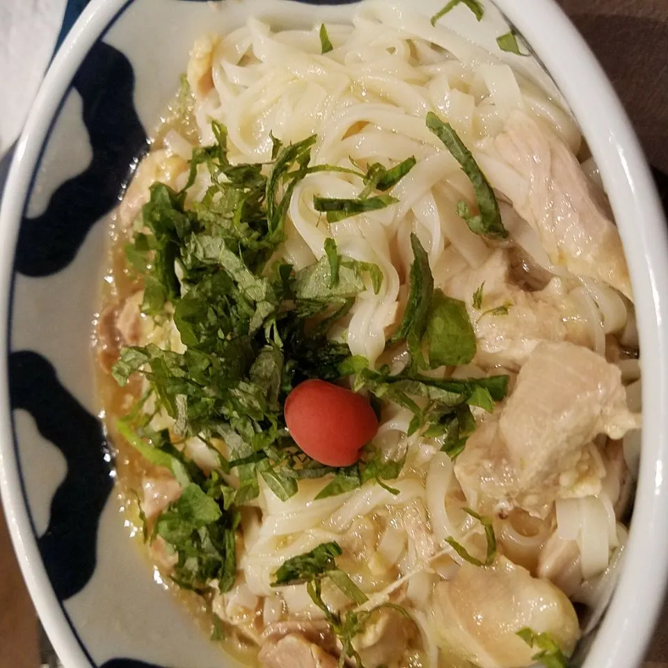 Snapdishの料理写真:鳥の酒蒸し冷やしうどん|unotacoさん