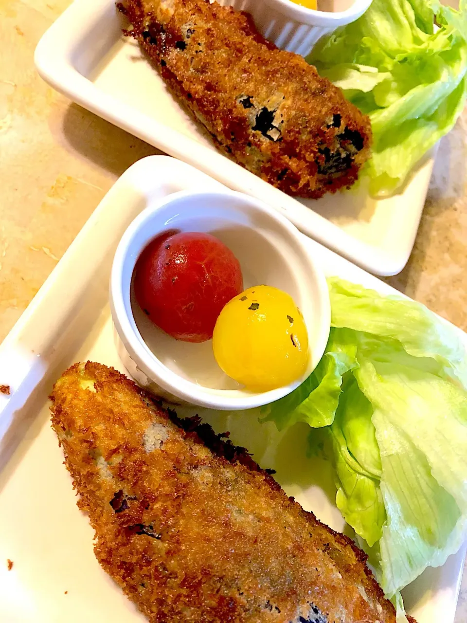 茄子とベーコンの挟み揚げ、ミニトマトの和風マリネ|MIEKO 沼澤三永子さん