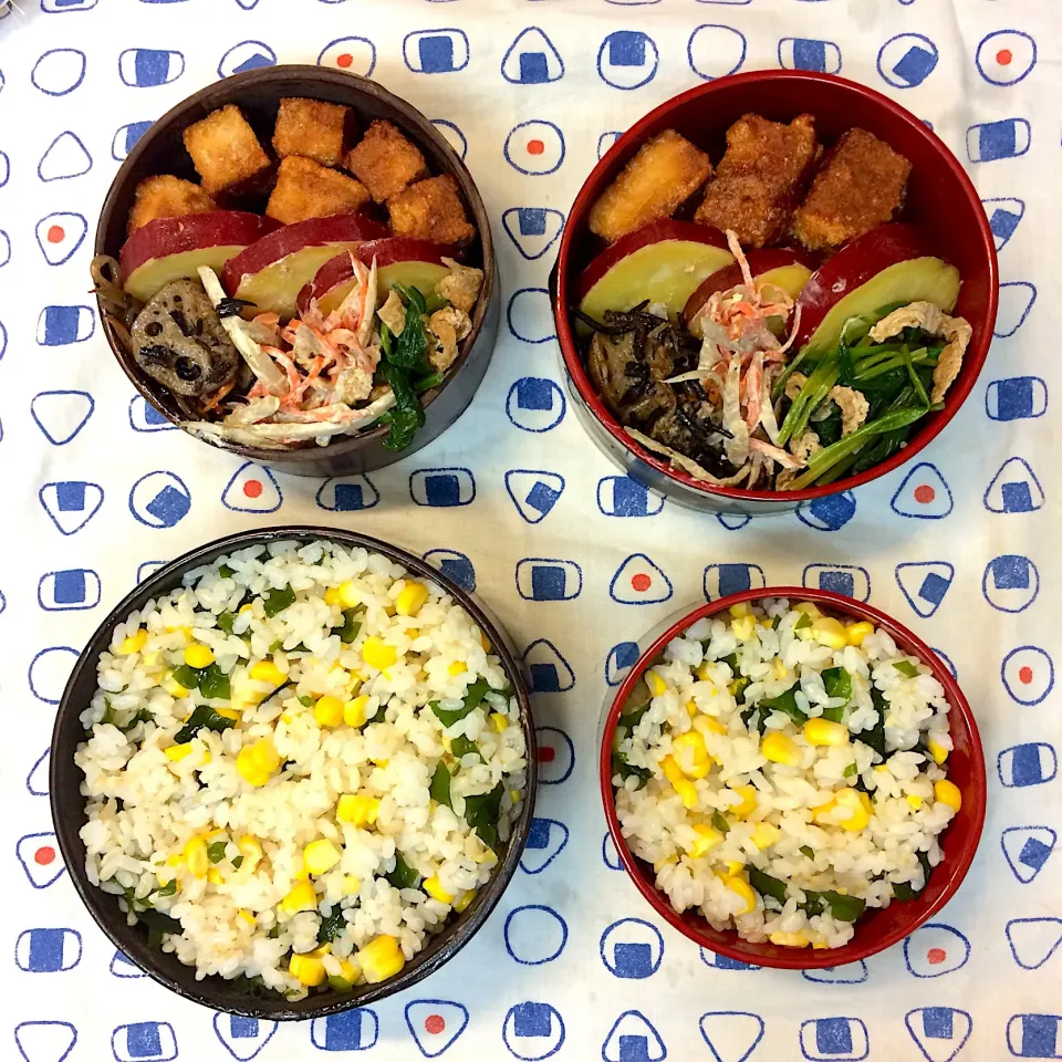 #vegan弁当 
トウモロコシとワカメのご飯弁当|makiko_aさん