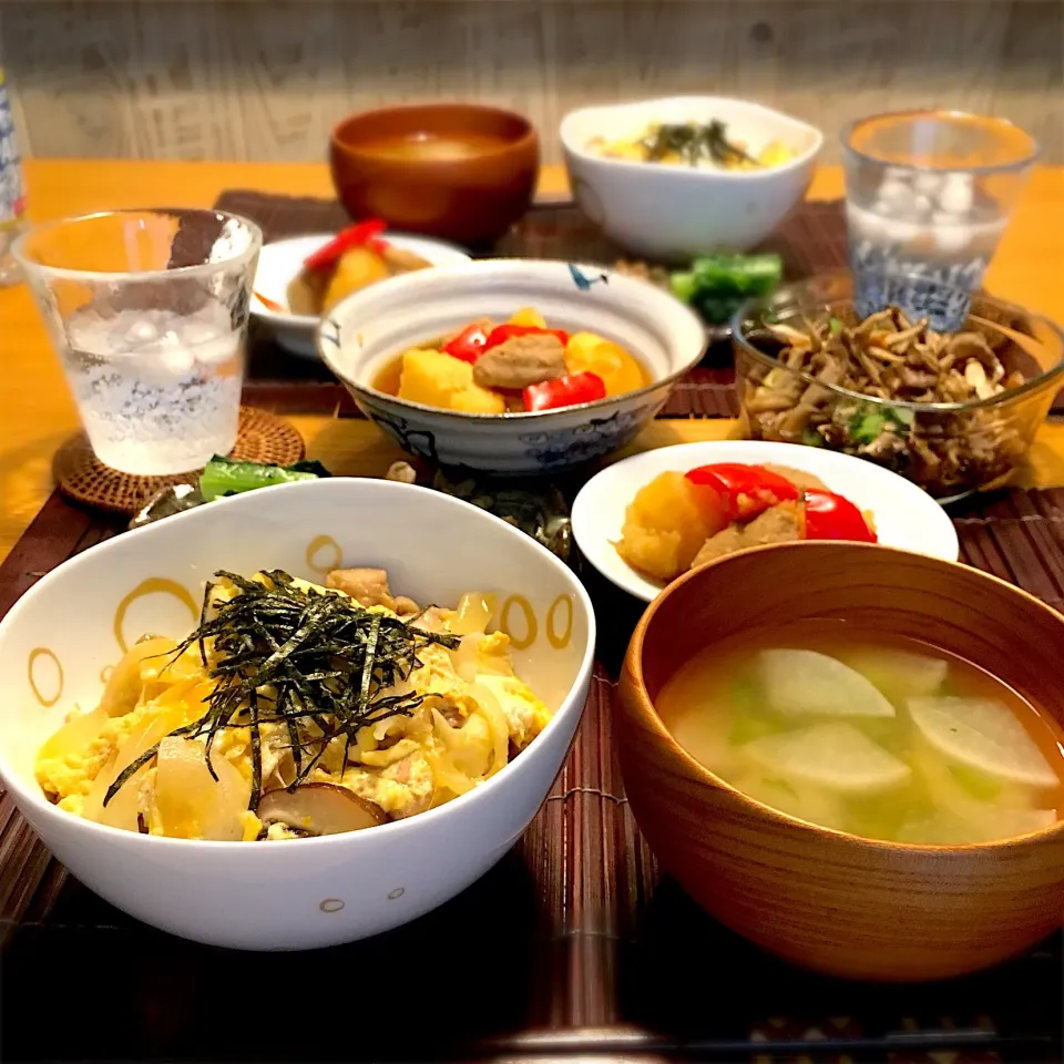 親子丼と納豆汁の晩ごはん|むぎこさん