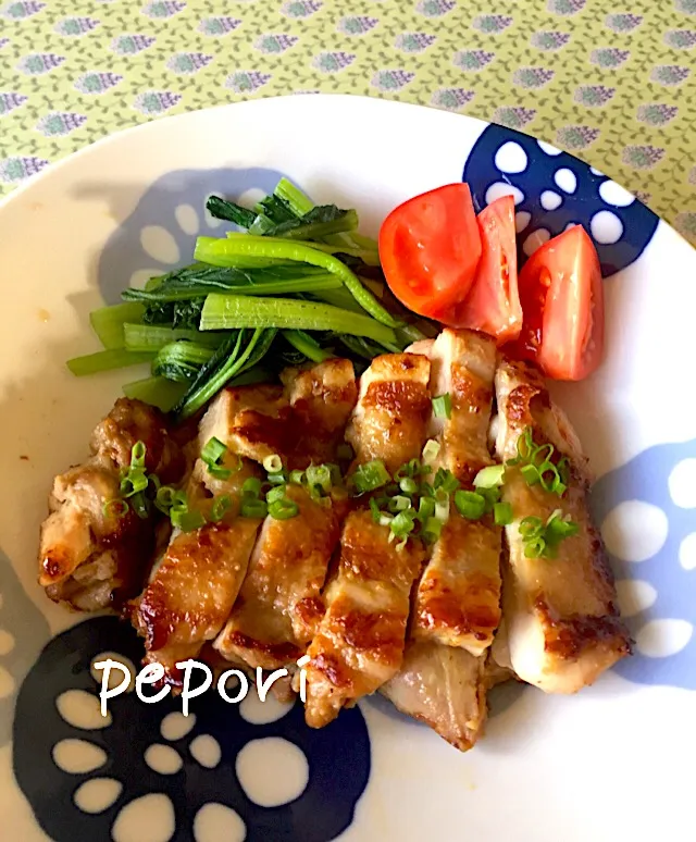 鶏モモ肉のわさび醤油とごま油のつけ焼き♪|ぺぽりさん