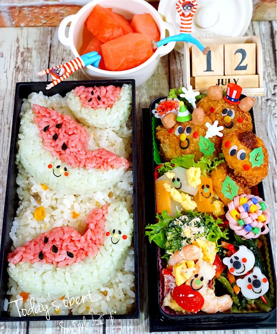 ちょっとかじったスイカ🍉お弁当(♥´꒳`*)(*´꒳`♥)|La-Jule Sa8さん