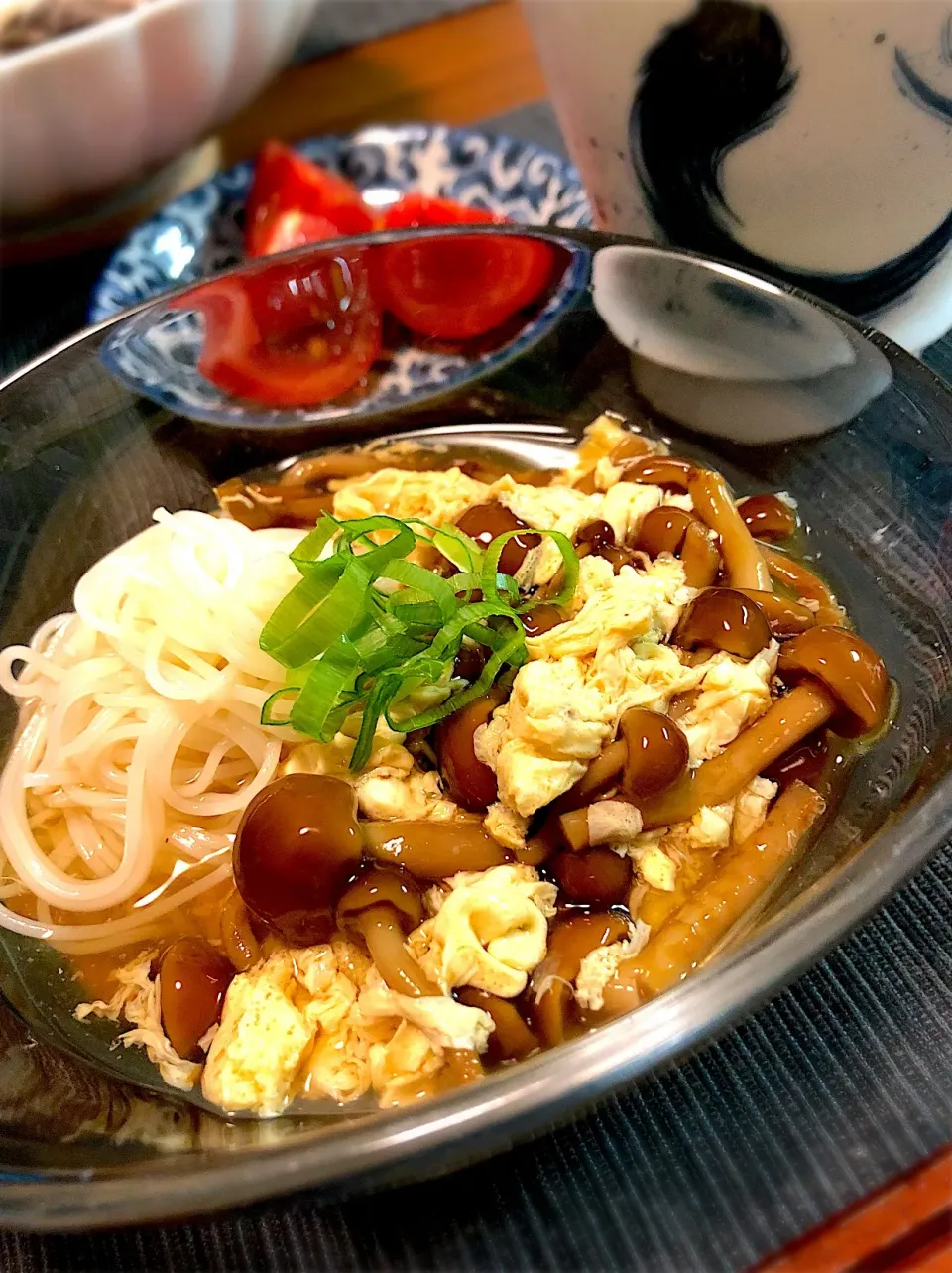 佐野未起さんの料理 もっさんさんの料理 とぅるん♪なめこ 夏バージョン🌴 素麺と。|Norikoさん