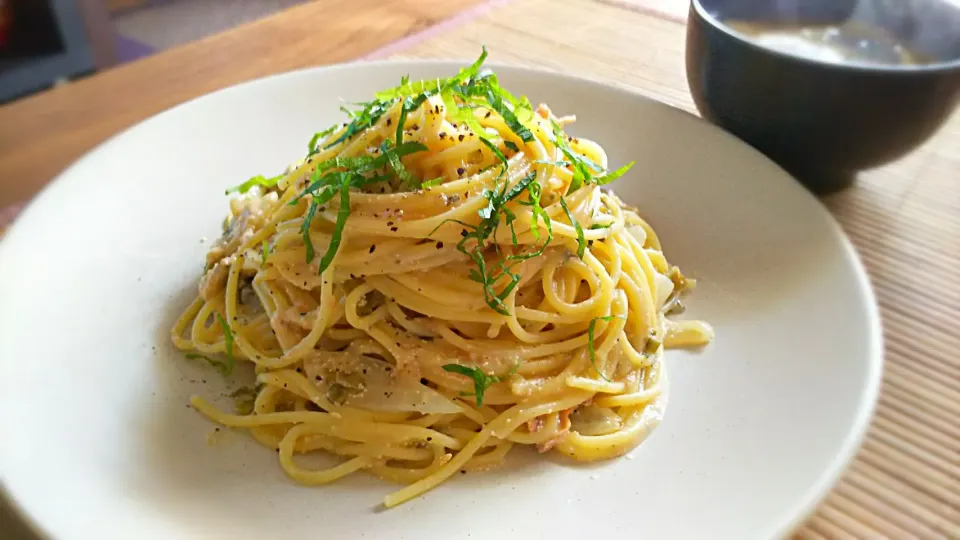 Snapdishの料理写真:たらこｸﾘｰﾑﾊﾟｽﾀ～🍝
の昼ごはん✨|kaz(*･ω･)さん