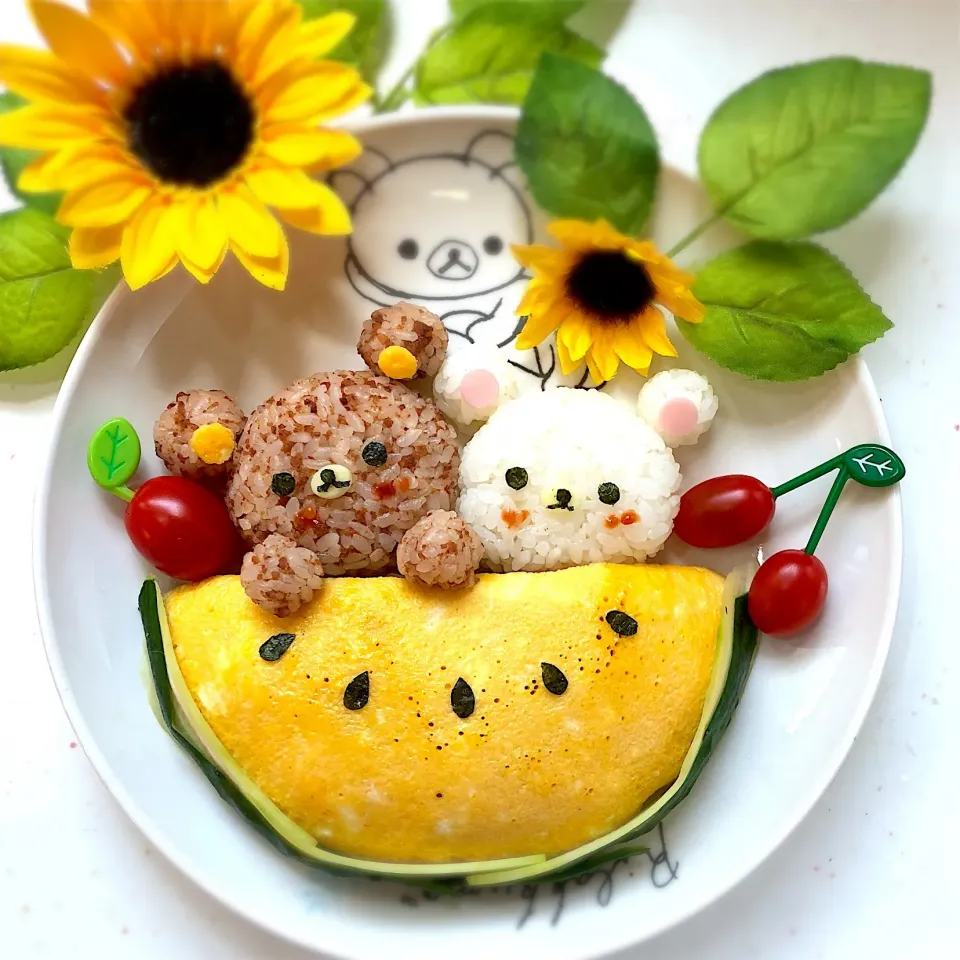 Snapdishの料理写真:リラックマのスイカオムライス🍉|せいこさん