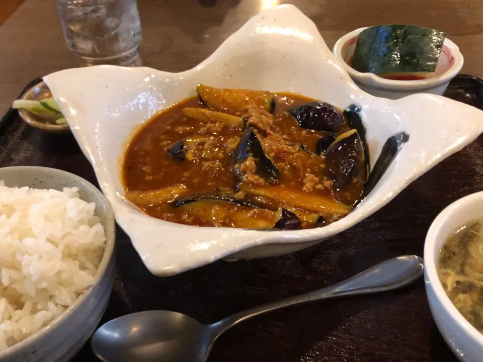 熱い、夏だ。麻婆茄子定食|おっちさん