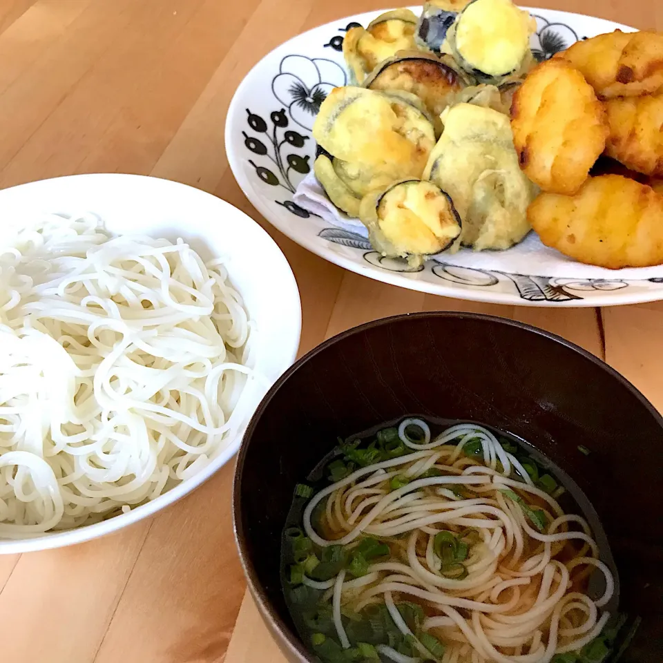 ナスの天ぷら
お素麺|きょうさん