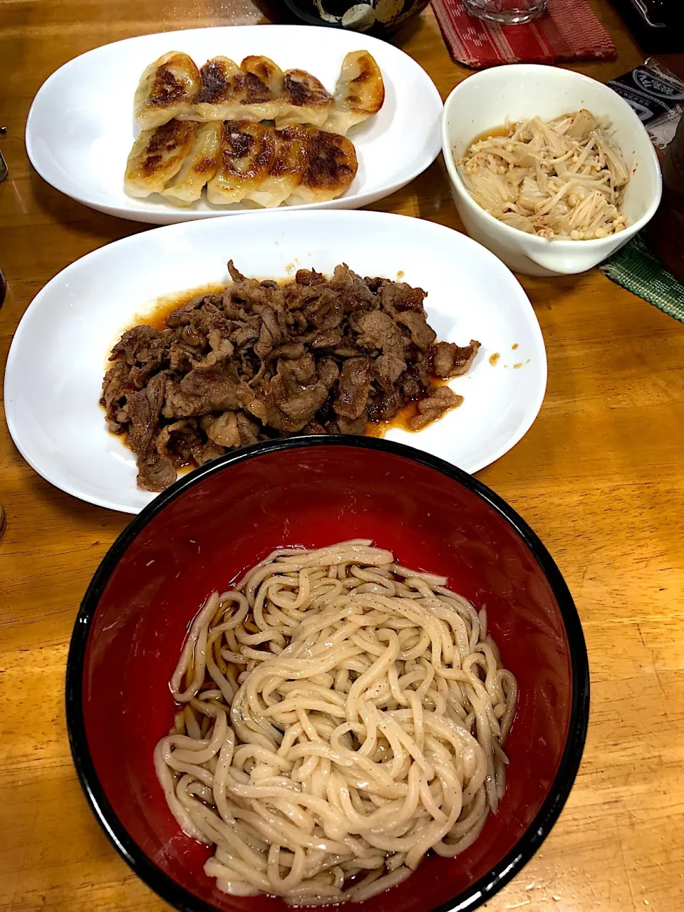 コンニャク麺、セミ餃子、えのきポン酢、焼肉＼(^o^)／|すかラインさん