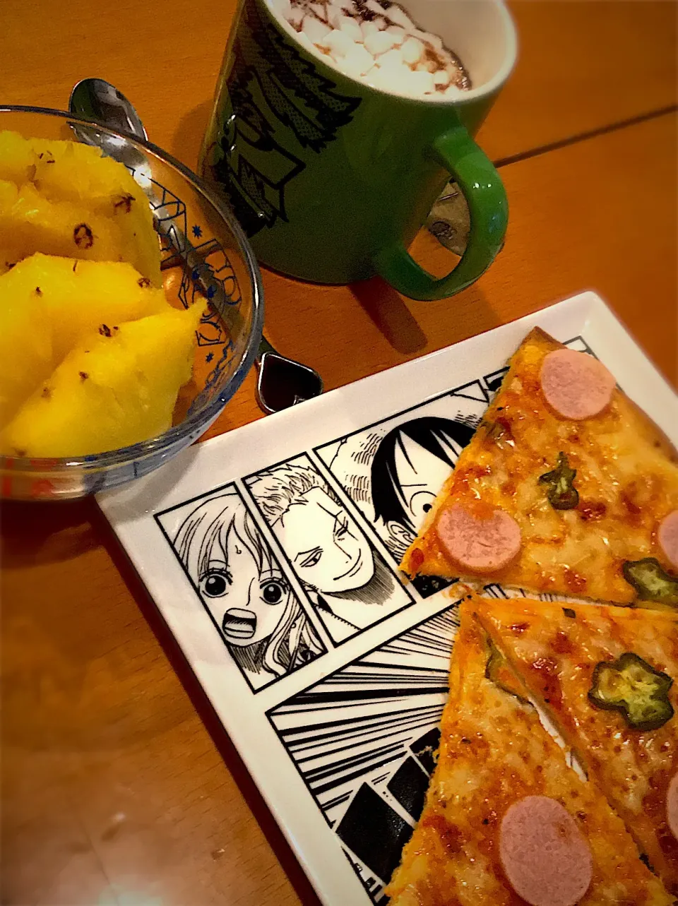 クリスピーピザ🍕  パイナップル🍍  ココア＆マシュマロ☕️|ch＊K*∀o(^^*)♪さん