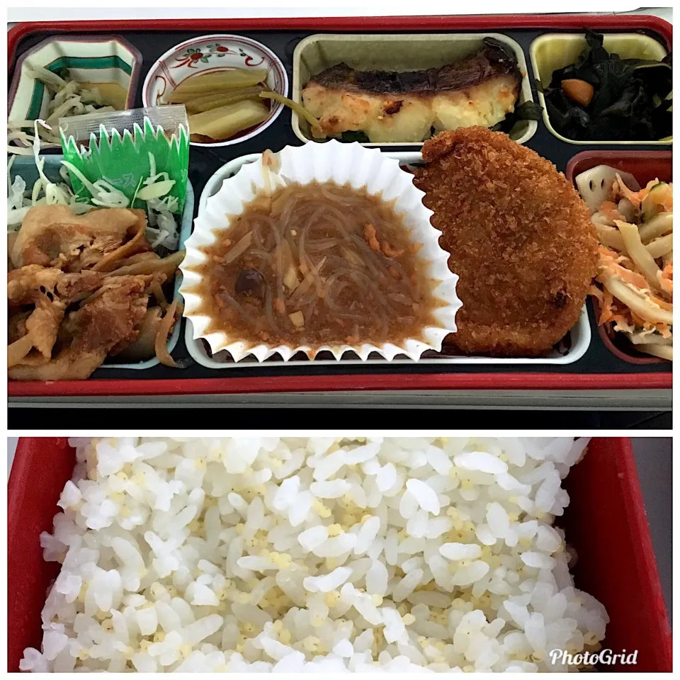 もち粟御飯&かごかます西京焼&ビーフコロッケ|しのぶさん