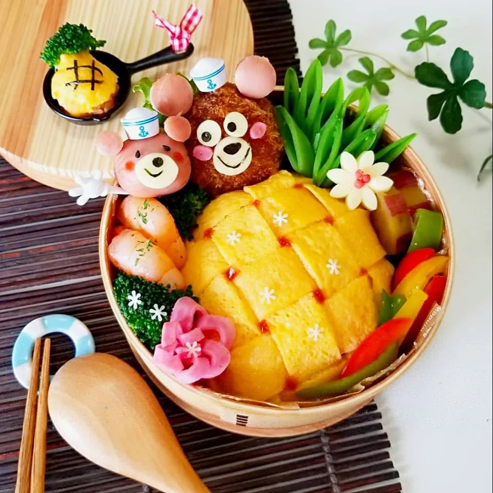 Snapdishの料理写真:編み編みオムライスのパイナップル弁当|ayano.adshさん