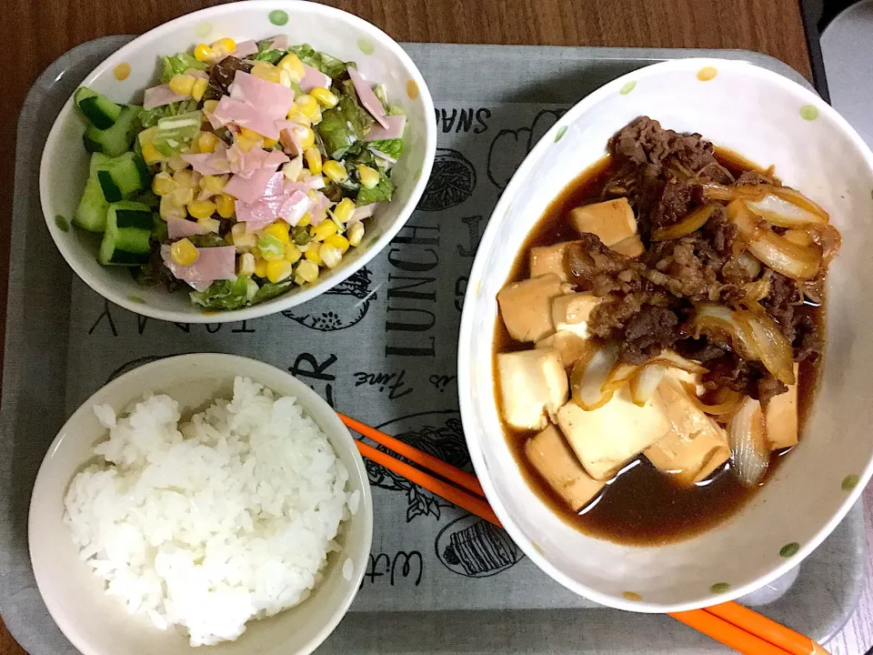 すき焼き風とレタスサラダ|あんこさん