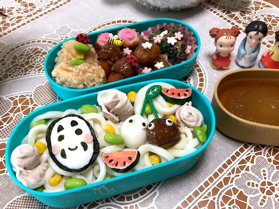 娘のリクエストのかおなし冷やしうどん弁当🎵

 #かおなし弁当  #冷やしうどん  #冷やしうどん弁当 #夏弁当|makoさん