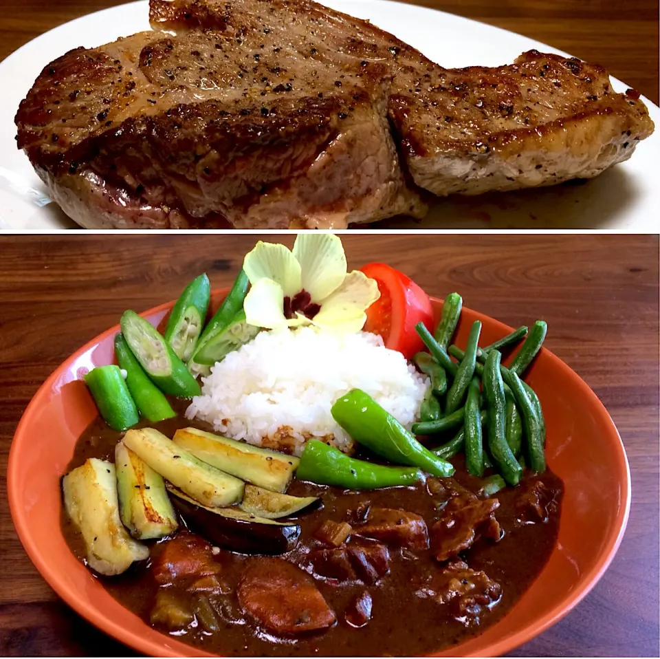 焼き牛バラ肉煮込みカレー🥩🍛 庭野菜セット🍆🌼🌱  #ぱぴこ家カレー  #ぱぴこ家お気に入り|ぱぴこ家さん