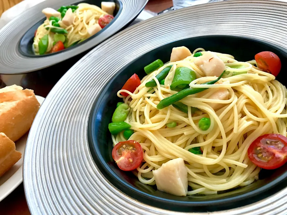 今日のランチは、夏野菜とホタテのペペロンチーノ|sono.kさん