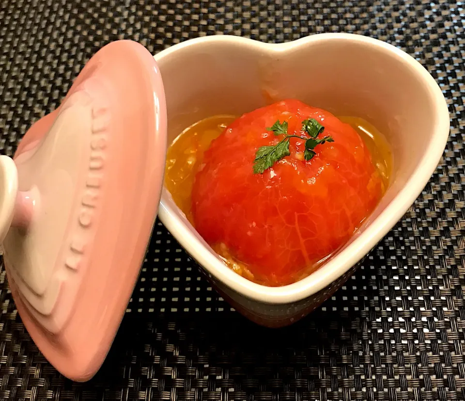 ささやかにベジタリアンな日々🍅皮剥きトマトのマーマレードシロップ漬けどす😄糖質いっぱいなのでダイエット効果は全く無し🤣|にゃあ（芸名）さん